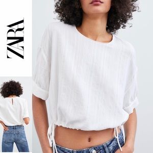 Zara White flows crop top blouse. SZ XL.